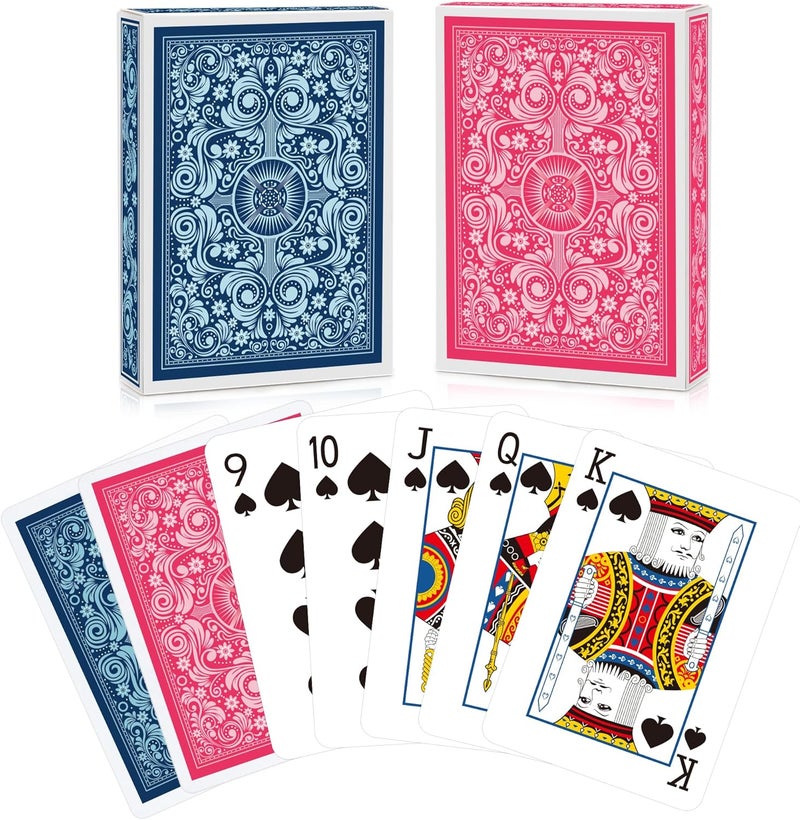 Timenued Playing Cards 2 Pack,2 Decks of Cards,Playing Card Games for Adults,Poker Cards Professional,Standard Playing Cards Set,Suitable for Game Night,Various Party Game,Pink/Light Blue - Image 1